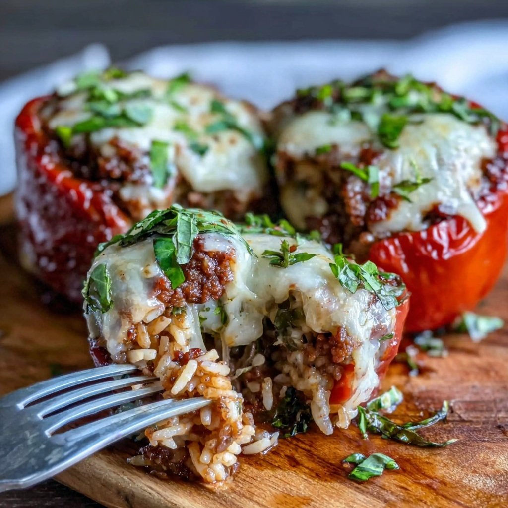 Ground Beef And Rice Stuffed Peppers