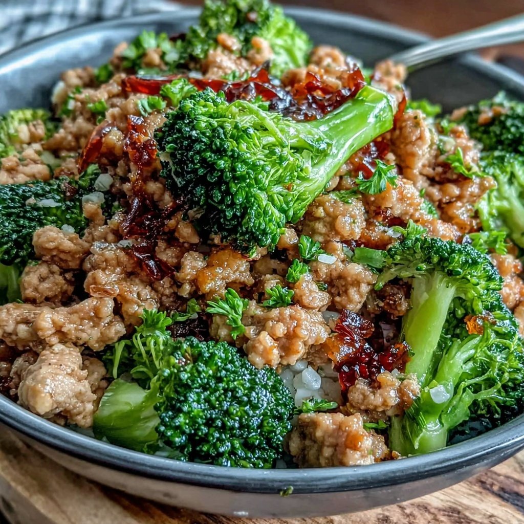 Ground Chicken And Broccoli Bowl