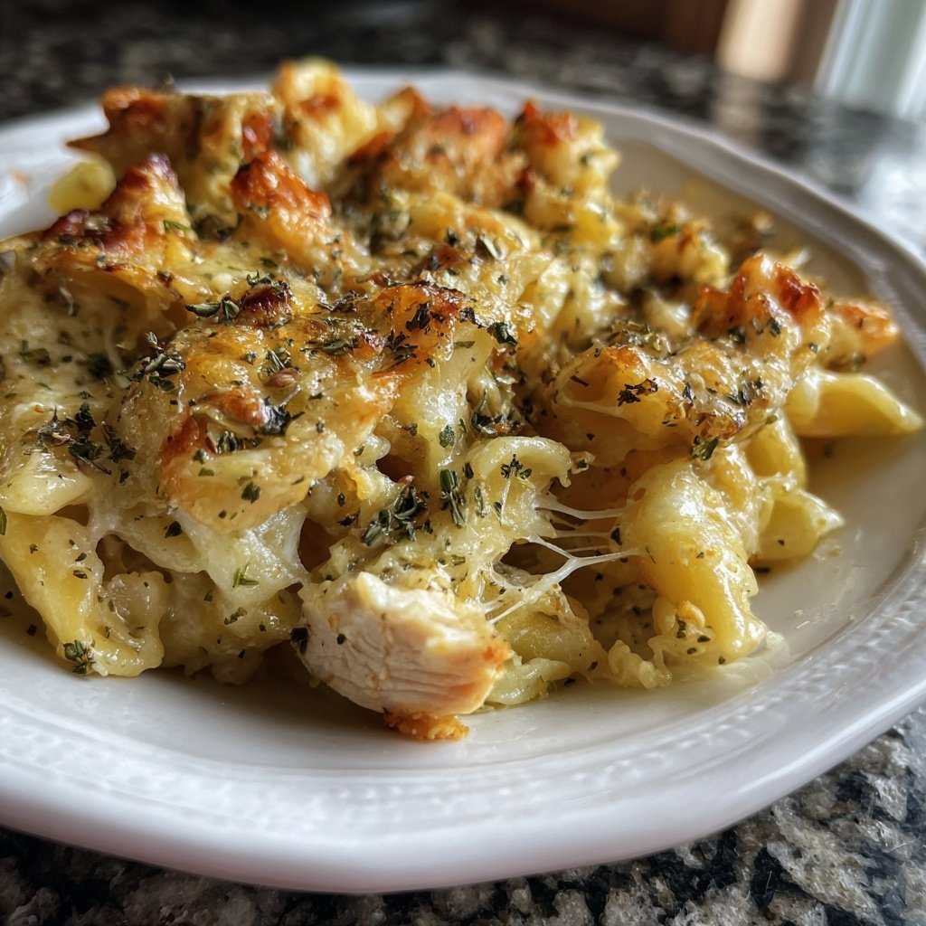 Creamy Garlic Chicken Pasta Bake
