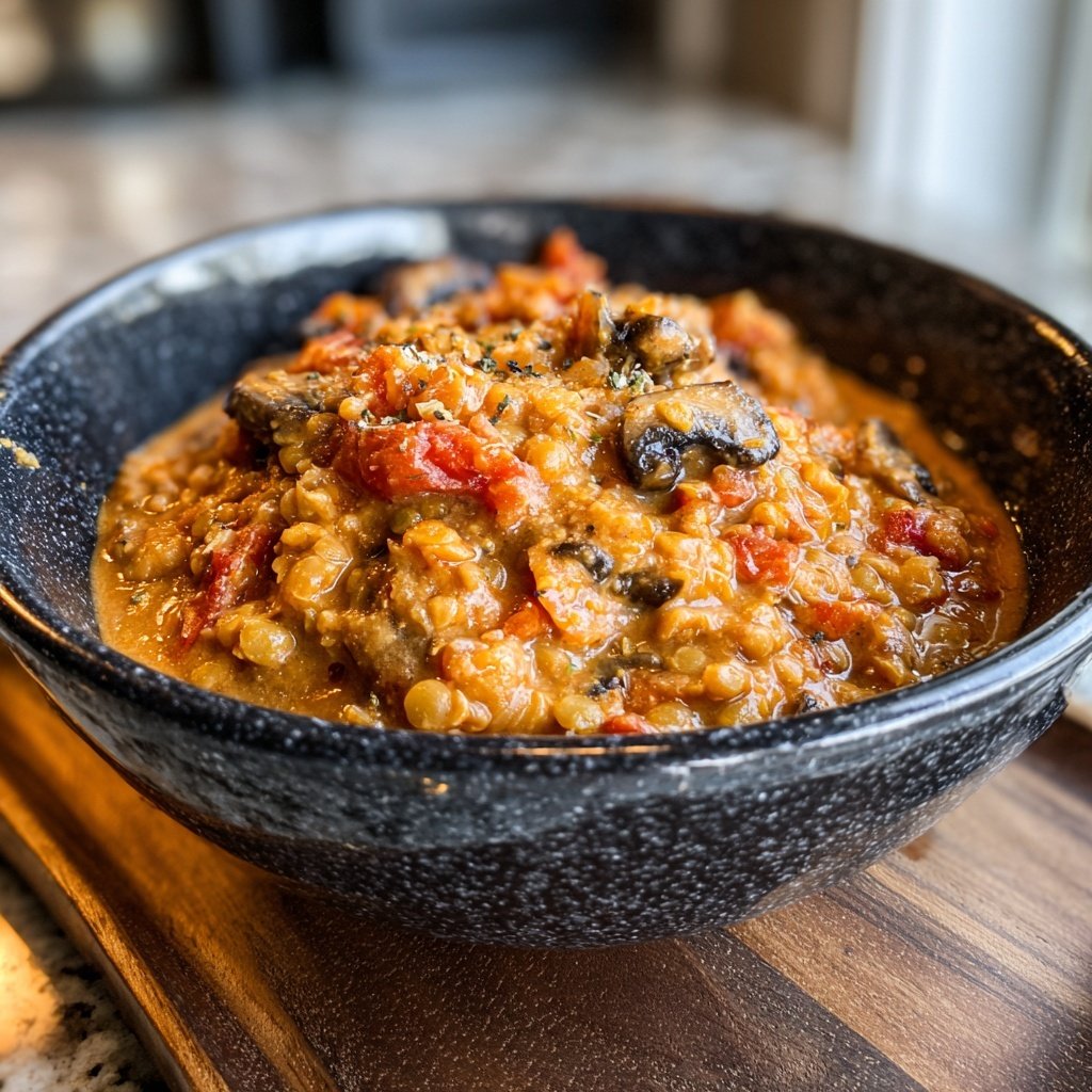 Creamy Tomato Mushroom Lentils