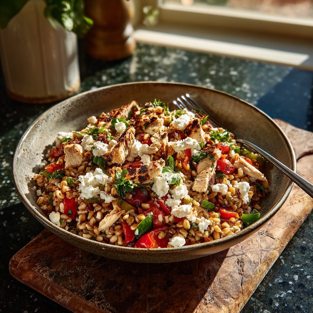 Mediterranean Farro Bowl With Chicken