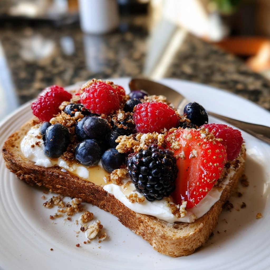 Valentines Breakfast Berry Yogurt Toast