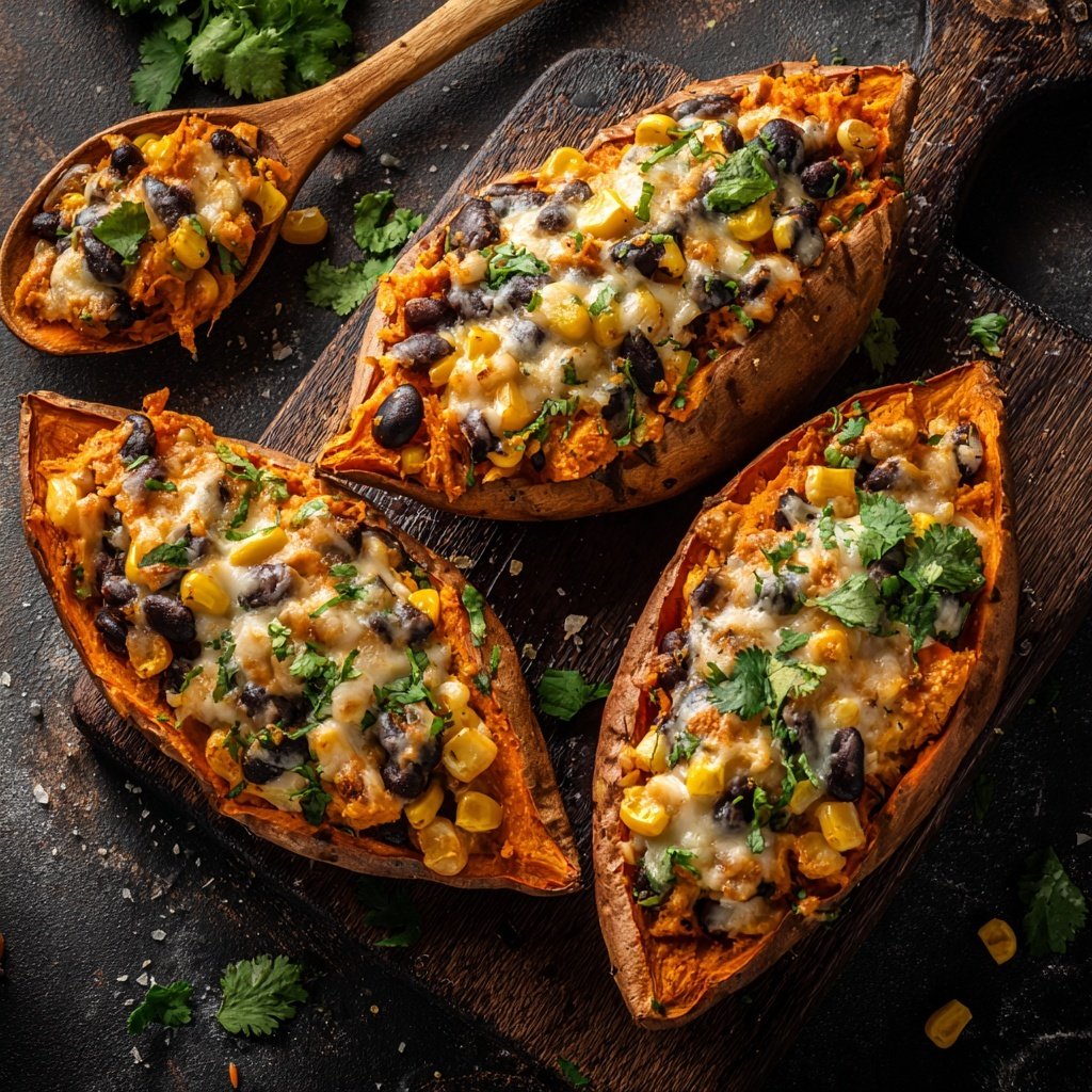 Baked Sweet Potato Veggie Boats