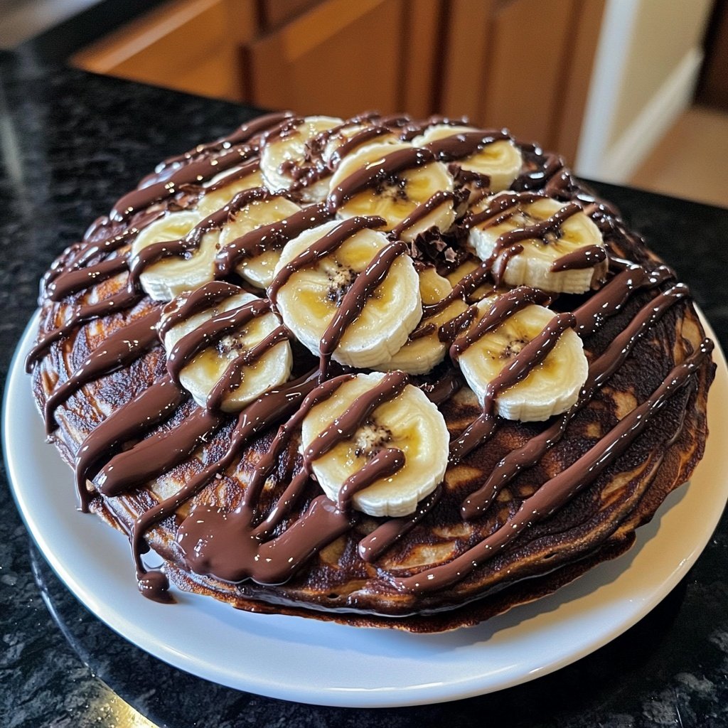 Valentine Breakfast Chocolate Banana Pancakes