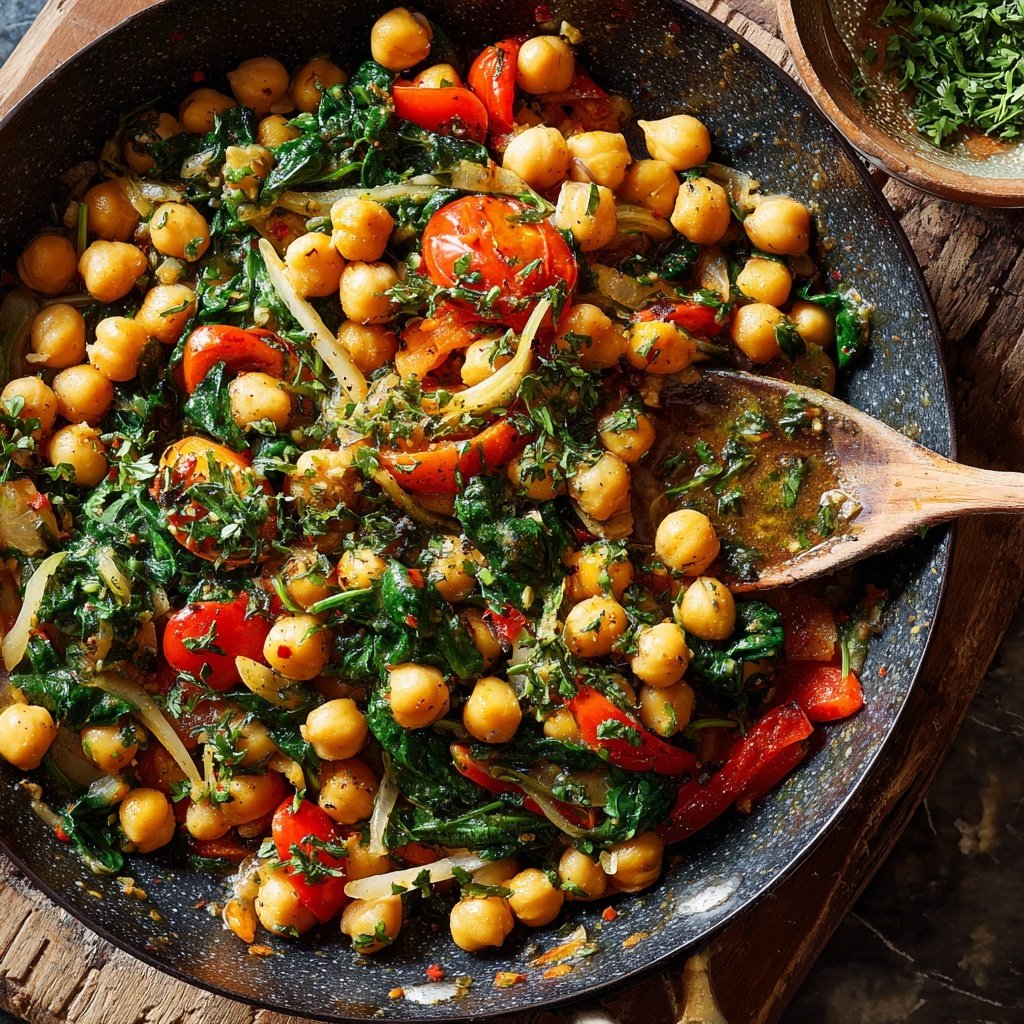 Lemon Herb Chickpea Skillet with Spinach