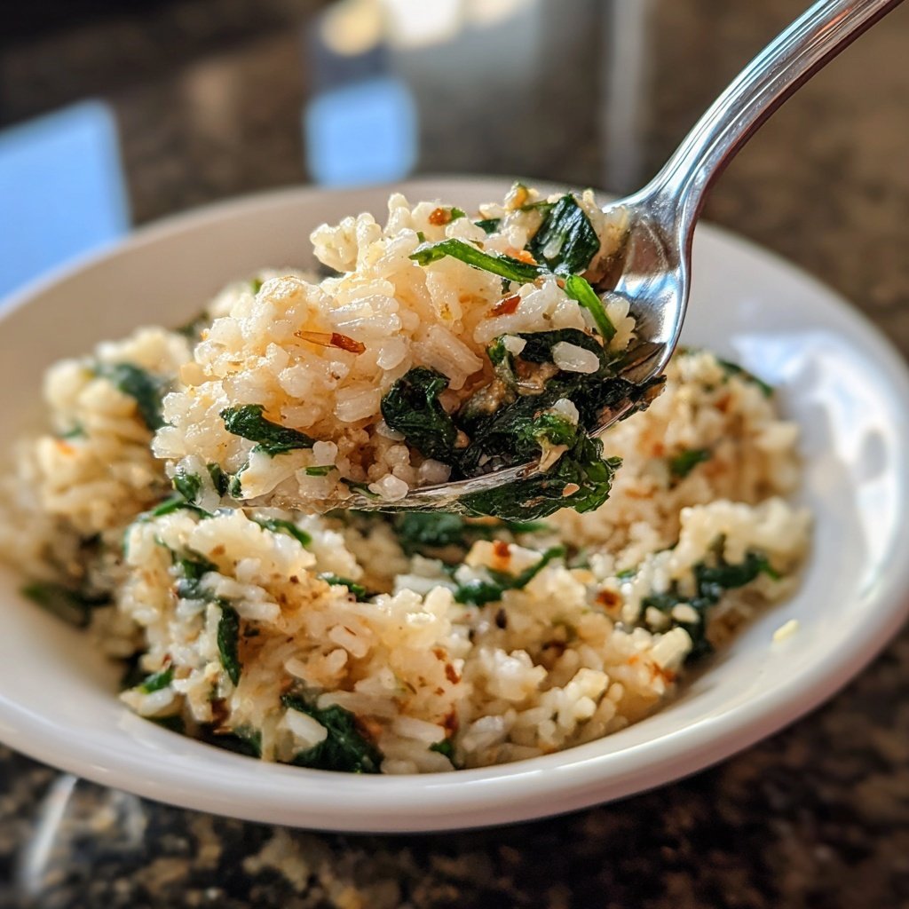 Creamy Garlic Rice with Spinach